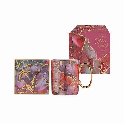 Picture of Golden Depths Mug and Coaster Set Garnet